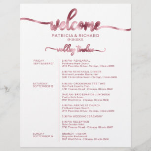 Wedding Weekend Itinerary Simple Chic Timeline