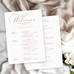 Wedding Weekend Itinerary Timeline Elegant<br><div class="desc">Transform your wedding day into a celebration of sophistication and elegance with our stunning rose gold calligraphy modern wedding suite! You can personalise it with just a few clicks to express your unique love story. This inspiring collection includes everything you need to create a beautifully cohesive atmosphere, featuring matching menu...</div>