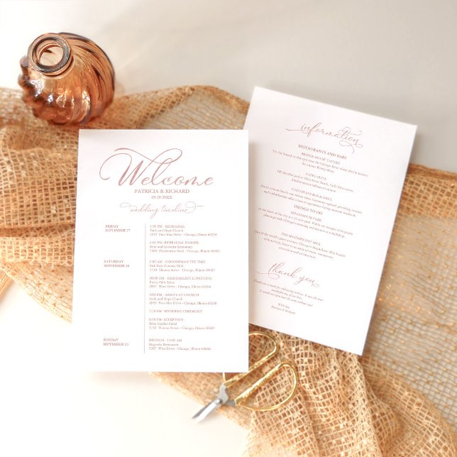 Wedding Weekend Itinerary Timeline Elegant Card (Creator Uploaded)