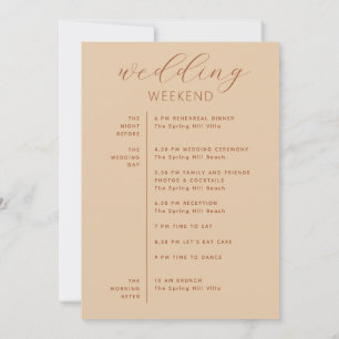 Wedding Weekend Itinerary   Timeline Peach Sand Invitation