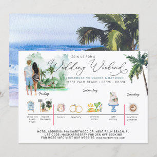 Wedding Weekend Itinerary   Tropical Beach Invitation