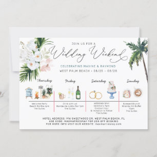 Wedding Weekend Itinerary   Tropical Beach Invitation