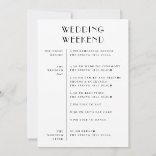 Wedding Weekend Itinerary & Welcome   Schedule Invitation
