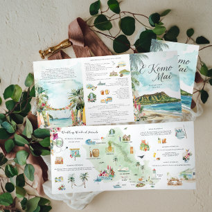 Wedding Weekend   Oahu, Hawaii Tri-Fold Invitation