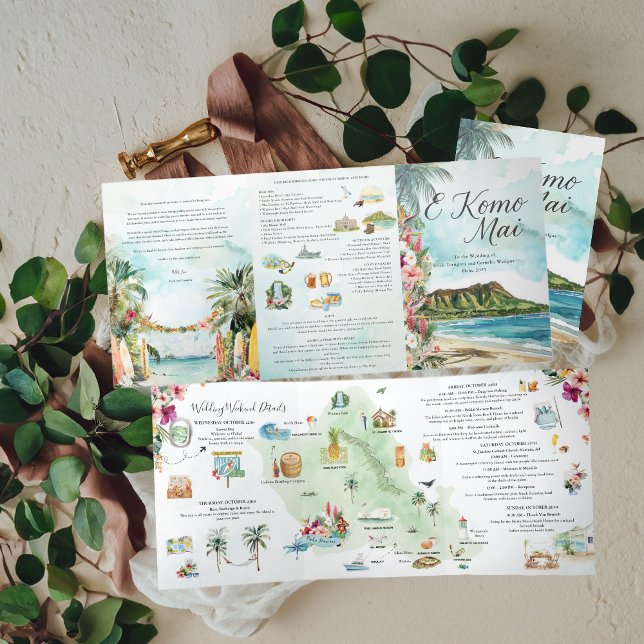 Wedding Weekend | Oahu, Hawaii Tri-Fold Invitation (Creator Uploaded)
