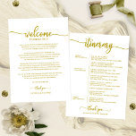 Wedding Weekend Welcome and Itinerary Letter Gold Invitation<br><div class="desc">Wedding Weekend Welcome and Itinerary Letter Chic Calligraphy Cards</div>