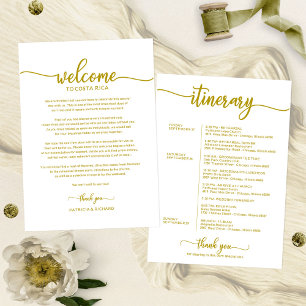 Wedding Weekend Welcome and Itinerary Letter Gold Invitation
