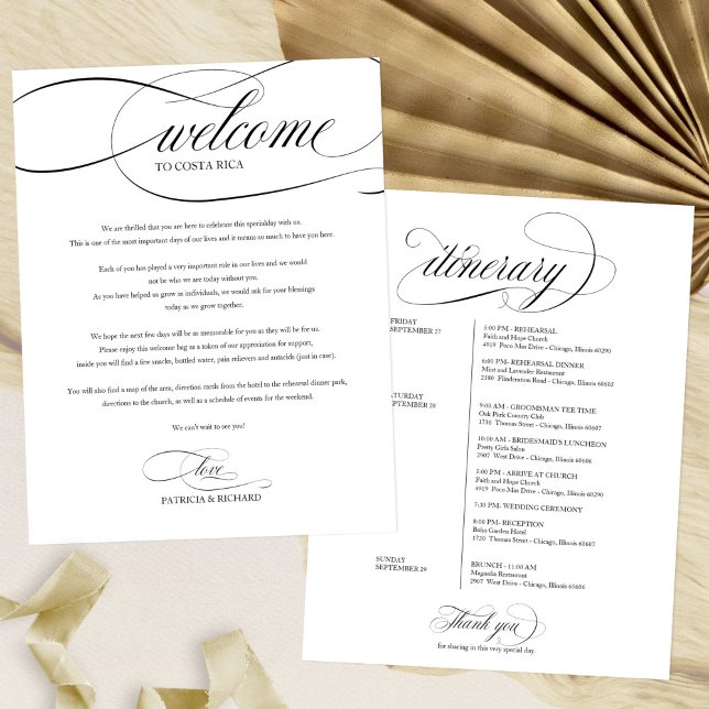 Wedding Weekend Welcome Itinerary Black Script (Creator Uploaded)