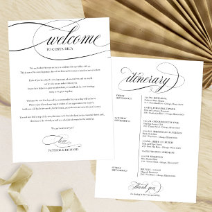 Wedding Weekend Welcome Itinerary Black Script Invitation