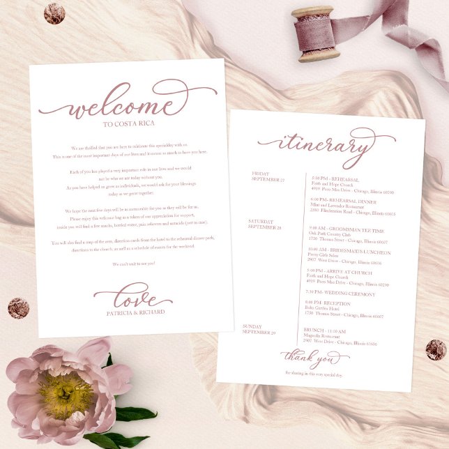 Wedding Weekend Welcome Itinerary Chic Script Invitation (Creator Uploaded)