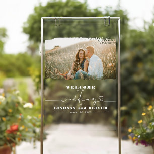 Wedding Welcome Acrylic Sign with Couple's Photo