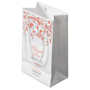 Wedding Welcome Bag Abstract Floral Coral Grey
