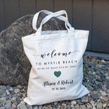 Wedding Welcome Bag, Hotel Destination Grey Teal Tote Bag