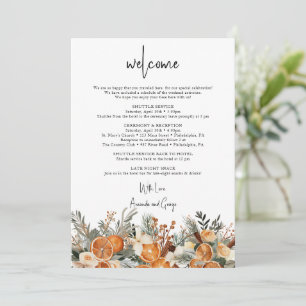 Wedding Welcome Bag Letter Itinerary Fall winter Holiday Card