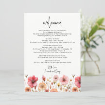 Wedding Welcome Bag Letter Itinerary Wildflowers