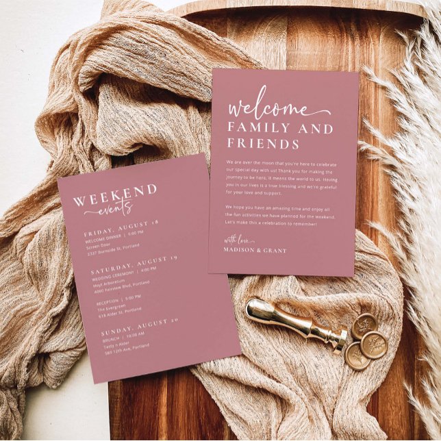 Wedding Welcome Bag Letter & Weekend Timeline Card (Creator Uploaded)