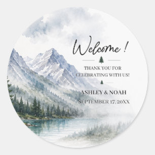 Wedding Welcome Bag Stickers Mountain Round Labels