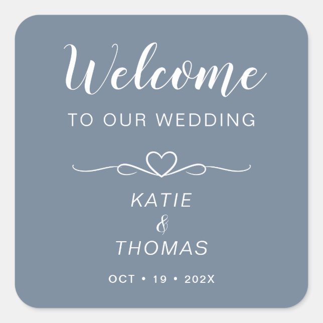 Wedding Welcome Bag Stickers Names & Date Slate (Front)