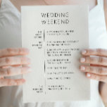 Wedding welcome bag. Weekend itinerary Timeline Invitation<br><div class="desc">Black and white simple minimalist Wedding Weekend Timeline card for welcome bag. Please contact me if you need additional items.</div>