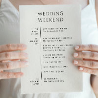 Wedding welcome bag. Weekend itinerary Timeline