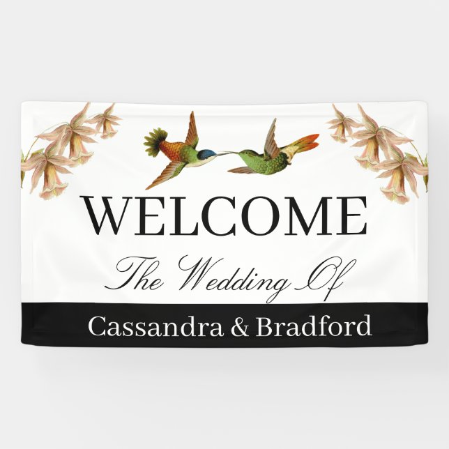 Wedding Welcome Banner |  Hummingbird Watercolor  (Horizontal)