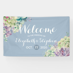 Wedding Welcome Banner Watercolor Succulent Plants