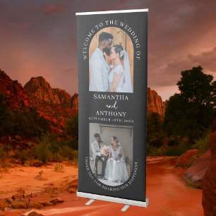Wedding Welcome Black Boho Arch 2 Photo Retractable Banner