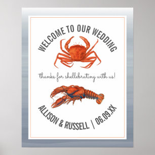 Wedding Welcome Crab & Lobster "Shellebrating" Poster