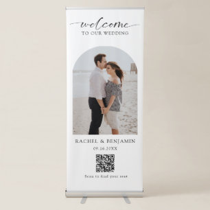 Wedding Welcome Custom Photo QR Code Minimal Retractable Banner