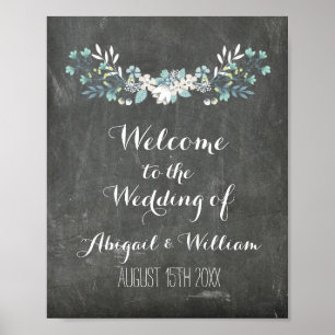 Wedding Welcome Custom Sign Floral Chalkboard