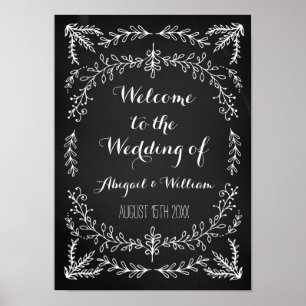 Wedding Welcome Custom Sign Floral Chalkboard
