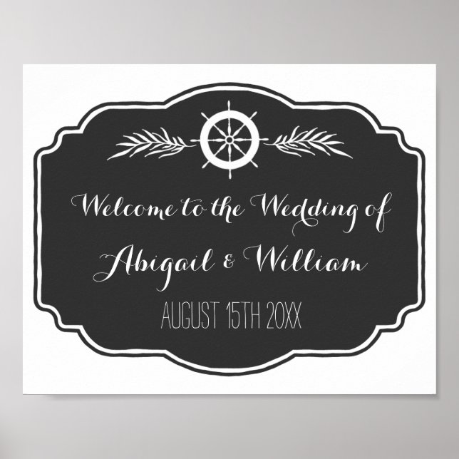 Wedding Welcome Custom Sign Nautical Chalkboard (Front)