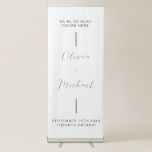 Wedding Welcome Fabric We're So Glad You're Here Retractable Banner