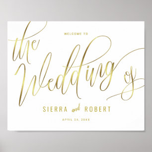 Wedding Welcome Faux Gold Hand Lettered Script Poster