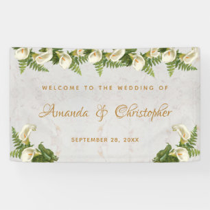 Wedding Welcome Floral White Calla Lilies Marble Banner