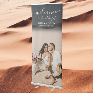 Wedding Welcome Full Photo Template with Names Retractable Banner
