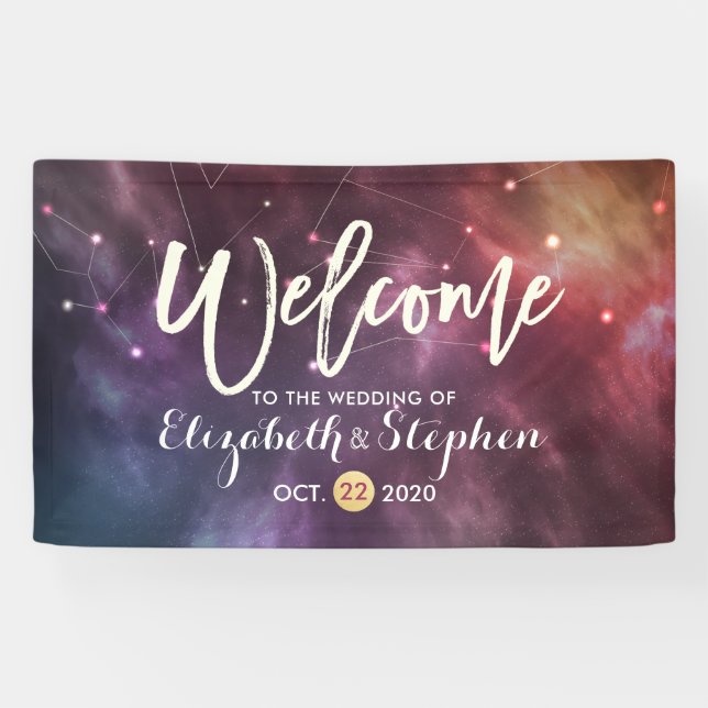 Wedding Welcome Galaxy Stars Nebula Constellations Banner (Horizontal)