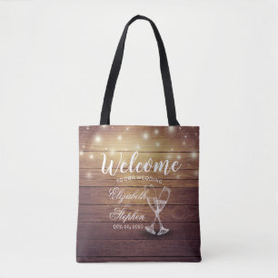Wedding Welcome Gift Bag Champagne Glasses Wood