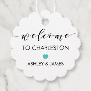 Wedding Welcome Gift Tags, Hotel Guests, Turquoise Favour Tags