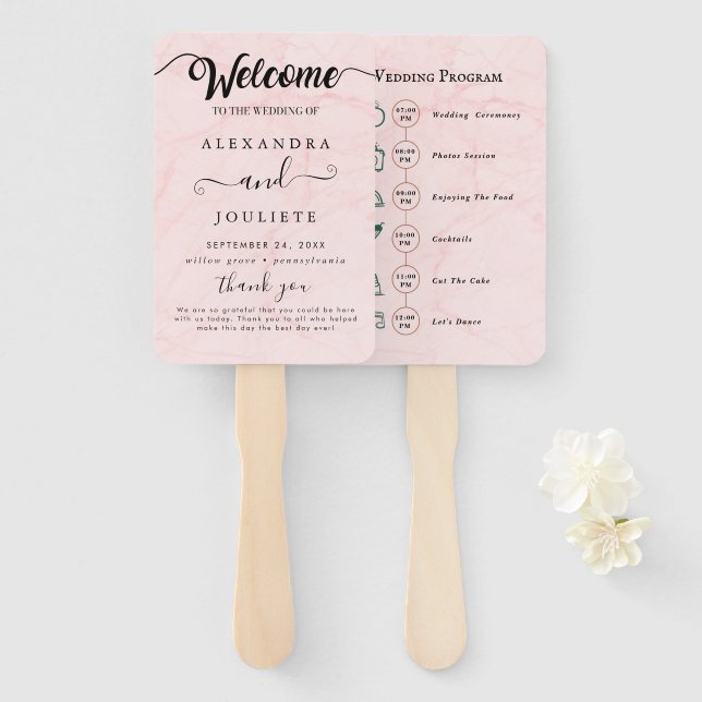Wedding Welcome Hand Fan (Front and Back)