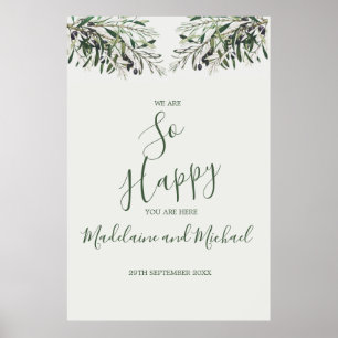  Wedding Welcome Italian Olive Branch So Happy  Poster