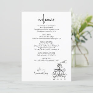 Wedding Welcome Itinerary champagne tower  Holiday Card