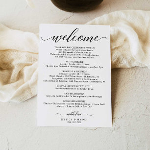 Wedding Welcome Itinerary Letter - Hotel Bag Programme