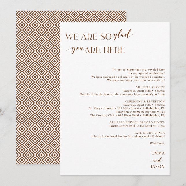 Wedding Welcome letter Boho terracotta Thank You Card (Front/Back)