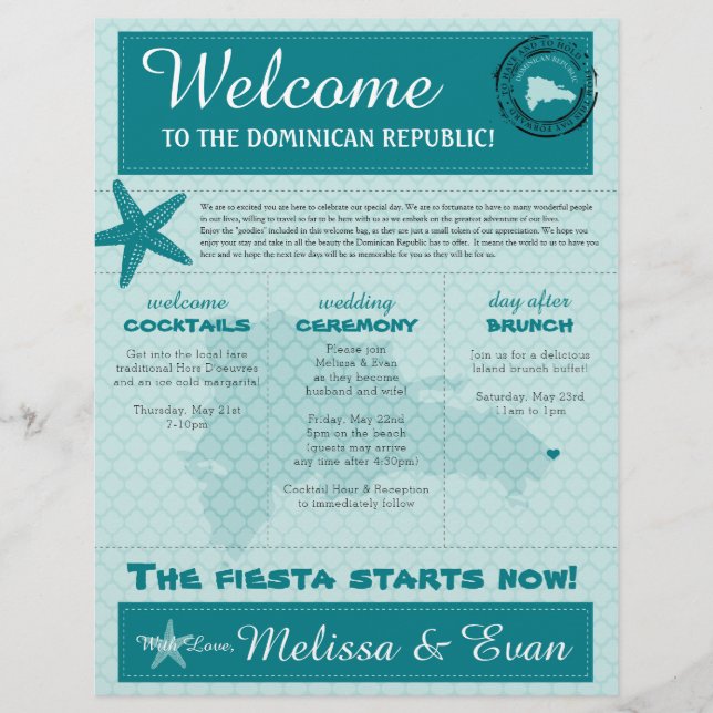 Wedding Welcome Letter for Dominican Republic (Front)