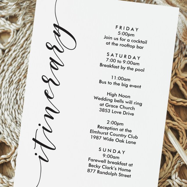 Wedding Welcome Letter & Weekend Itinerary Card (Creator Uploaded)