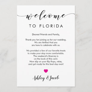 Wedding Welcome Letter & Weekend Itinerary Card