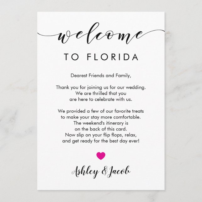 Wedding Welcome Letter & Weekend Itinerary Card (Front)