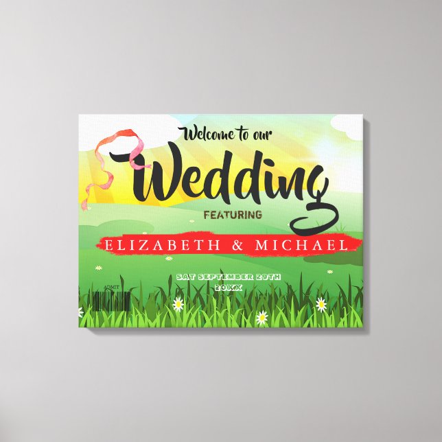 Wedding Welcome Modern Rustic Festival Wedfest Canvas Print (Front)
