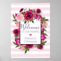 Wedding Welcome Pink Rose & Poppy Floral Bouquet